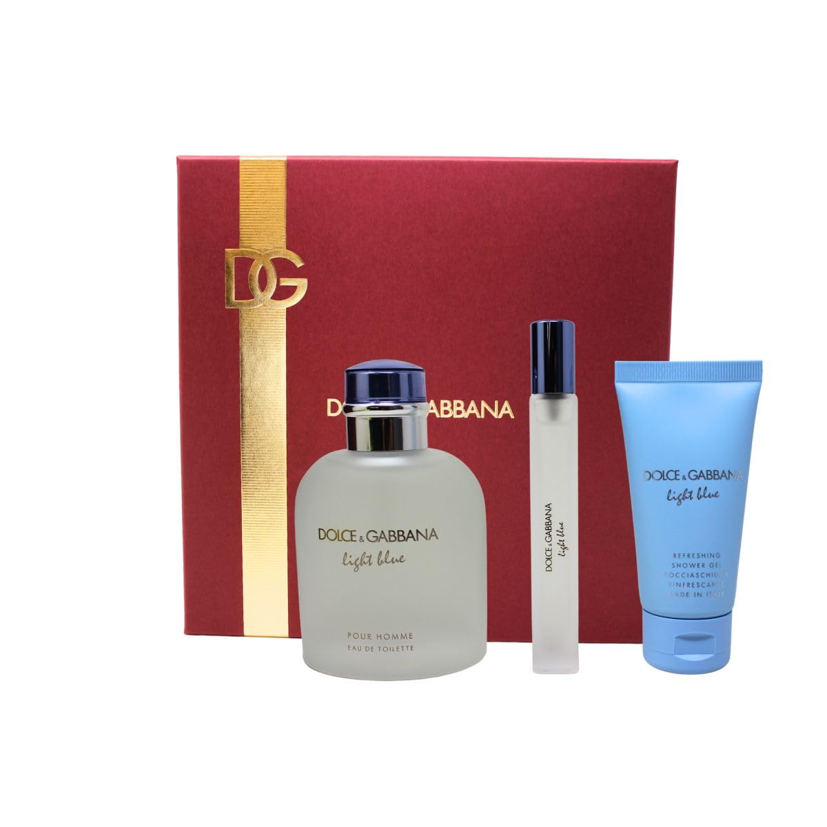 Dolce & Gabbana Light Blue 3 Piece Men Set Eau de Toilette Refreshing Citrus Fragrance